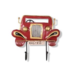 WILLART Handmade and Hand Painted Vintage Car Shape Metal Wall Hanging Antique 2 Key Storage Hooks Key Holder Coat Hanger for Home Décor Wall Décor (2