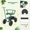 Rolling Garden Cart with Height Adjustable Swivel Seat and Storage Basket
