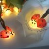 1pc, Solar Ladybug String Lights (20 LEDs), Waterproof Outdoor Lights, Bar Festival Decor, Color Lights, Indoor Decor, Outdoor Decor, Garden Decor, We