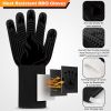 BBQ Gloves, 1472°F Heat Resistant Fireproof Mitts, Silicone Non-Slip Washable Oven Kitchen Gloves for Barbecue, Grilling, Cooking, Baking, Camping, Sm