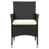 7 Piece Patio Dining Set with Cushions Poly Rattan Black
