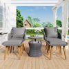 K&K 5 Pieces Patio Furniture Chair Sets, Patio Conversation Set With Wicker Cool Bar Table, Ottomans,Outdoor Furniture Bistro Sets for Porch,Backyard,