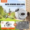 VEVOR Retractable Hose Reel Water Hose Reel 100'x1/2" 180° Swivel Wall-Mounted,Garden Water Hose Reel with 9-Pattern Nozzle,Automatic Rewind, Lock at