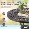 Round Cast Aluminum Table Patio Dining Bistro Table with 2 Inch Umbrella Hole