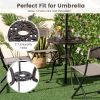 Round Cast Aluminum Table Patio Dining Bistro Table with 2 Inch Umbrella Hole