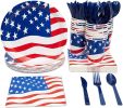 Party Supplies Dinnerware Set for July 4th Decorations; Patriotic Party; independence day Party Decoration include Plates;  Napkins;  Cups;  Tableware