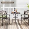 Round Cast Aluminum Table Patio Dining Bistro Table with 2 Inch Umbrella Hole