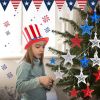 36Pcs Patriotic Star Ornaments Memorial Day Independence Day Labor Day Veterans Day Decorations for Home Party Christmas Tree Decor; Blue Red and Silv
