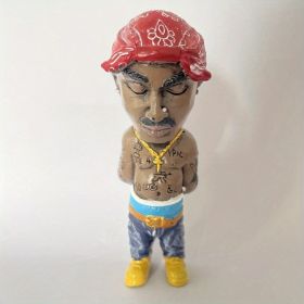 1pc Hip-Hop Singer Statue, Music Artist Sculpture Table Decoration, Gift For Hip-Hop Lovers, Garden Resin Decoration (Option: colorRed Turban)