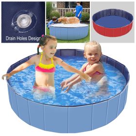Foldable Pet Swimming Pool PVC Kiddie Baby Dog Swim Pool Bathing Tub Playmat Kids Pools (Option: ColorBlue)