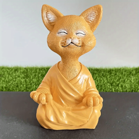 1pc Whimsical Cat Sculpture, Buddha Meditating Cat Statue, Cat Lover Gifts, Fairy Garden Animals, Decorations For Patio Yard Lawn Porch Desktop (Option: colorOrange Cat)