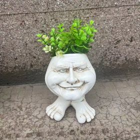 1pc Resin Planter Statue Vase, Outdoor Garden Ornaments Patio Lawn Garden Yard Entry Door Decor (Option: colorFather John)