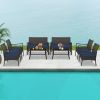 4 Pieces Rattan Conversation Set with Tempered Glass Coffee Table