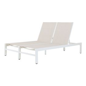 Double Chaise Lounge Outdoor Patio Aluminum Adjustable Back Lounge (Option: ColorBeige)