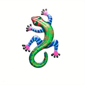1pc/4pcs Metal Gecko Wall Decor, Plaques & Wall Art, 3D Lizard Colorful Wall Sculpture Decoration For Garden, Fence, Lawn, Farmhouse (Option: StyleGreen (1pc))