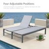 Double Chaise Lounge Outdoor Patio Aluminum Adjustable Back Lounge