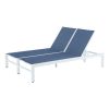 Double Chaise Lounge Outdoor Patio Aluminum Adjustable Back Lounge