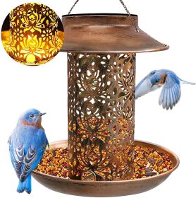 Bird Feeder Weather Resistance Cage Outdoor Refill Solar Night Light (Option: ColorBronze)