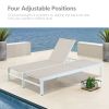 Double Chaise Lounge Outdoor Patio Aluminum Adjustable Back Lounge