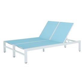 Double Chaise Lounge Outdoor Patio Aluminum Adjustable Back Lounge (Option: ColorMist)