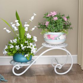 2-Tier Metal Plant Stand Storage Rack Shelf Flower Pot Holder Display Shelf (Option: ColorWhite)