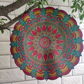 Creative 3D Kinetic Stainless Steel Wind Spinner Outdoor Garden Hanging Decoration Mandala Butterfly Design Wind Chime Spinner (Option: ColorMandala)