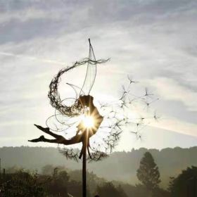 Dandelion Figurine Fairies Pixies Dancing Fairy Statue Steel Wires Fairy Garden Miniature Sculpture Mythical Garden Yard Decor (Option: ColorH)