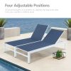 Double Chaise Lounge Outdoor Patio Aluminum Adjustable Back Lounge