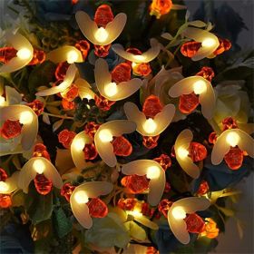 Solar String Lights Outdoor Waterproof Simulation Honey Bees Lamp Fairy Lights with 8 Lighting Decor for Garden Xmas Decorations (Option: colorwarmwhite)