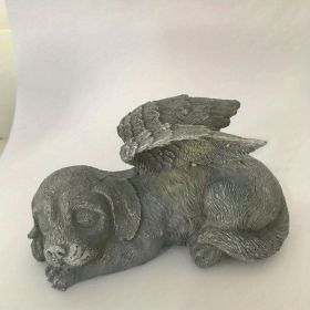 1pc Resin Angel Pet Statue, Dog Cat Memorial Garden Statue, Indoor Outdoor Decor Home Memorial Garden Grave Marker Statue, Lawn Yard Garden Ornament (Option: colorGray Angel Dog)