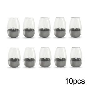 Solar Light Outdoor LED Stainless Steel Candlelight Candle Lamp Garden Night Light Waterproof Lawn Courtyard Balcony Home Decor (Option: Emitting Color10pcs)