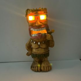 1pc, Drum Tiki Solar Light For Home And Outdoor Decor, Drum Tiki Solar Powered Flickering LED Garden Light Backyard Bongo Tiki Halloween Decoration (Option: ModelCocktail B)