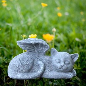 1pc Resin Angel Pet Statue, Dog Cat Memorial Garden Statue, Indoor Outdoor Decor Home Memorial Garden Grave Marker Statue, Lawn Yard Garden Ornament (Option: colorAngel Cat)