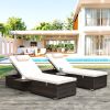 Outdoor PE Wicker Chaise Lounge - 2 Piece patio lounge chair; chase longue; lazy boy recliner;outdoor lounge chairs set of 2;beach chairs; recliner ch