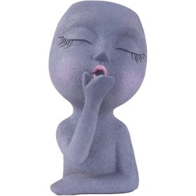 1pc Funny Figure Flower Pot; Resin Flying Kiss Girl Planters Vase Tabletop Decoration; For Indoor Outdoor Garden Home Decor (Option: Colorgrey)