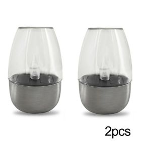 Solar Light Outdoor LED Stainless Steel Candlelight Candle Lamp Garden Night Light Waterproof Lawn Courtyard Balcony Home Decor (Option: Emitting Color2pcs)
