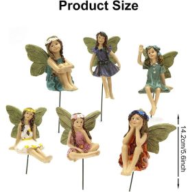 1pc Miniature Fairy Plug-In Statue, Garden Elf With Wings Crafts Little Girls Figures Ornament, For Home Room Decor Patio Garden Accessories (Option: Style6pcs)
