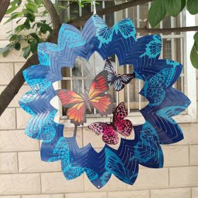 Creative 3D Kinetic Stainless Steel Wind Spinner Outdoor Garden Hanging Decoration Mandala Butterfly Design Wind Chime Spinner (Option: ColorButterfly)