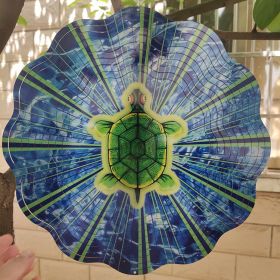Creative 3D Kinetic Stainless Steel Wind Spinner Outdoor Garden Hanging Decoration Mandala Butterfly Design Wind Chime Spinner (Option: ColorTurtle)