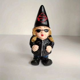 1pc Gnome Statue, Biker Themed Garden Gnome, Fairy Garden Accessories, Decoration For Indoor Desktop Outdoor Lawn Yard Garden (Option: colorHalley Female)