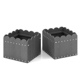 Planter Box with Drainage Gaps for for Front Porch Garden Balcony (Option: Colorgrey)