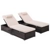 Outdoor PE Wicker Chaise Lounge - 2 Piece patio lounge chair; chase longue; lazy boy recliner;outdoor lounge chairs set of 2;beach chairs; recliner ch